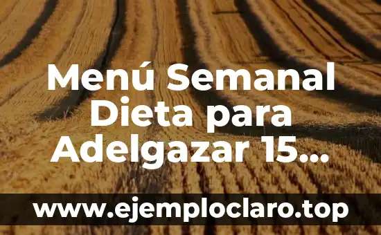 Menú Semanal Dieta para Adelgazar 15 Kilos