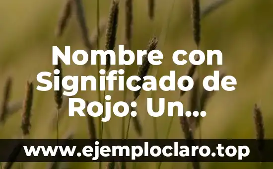 Nombre con Significado de Rojo: Un Análisis Profundo y Completo
