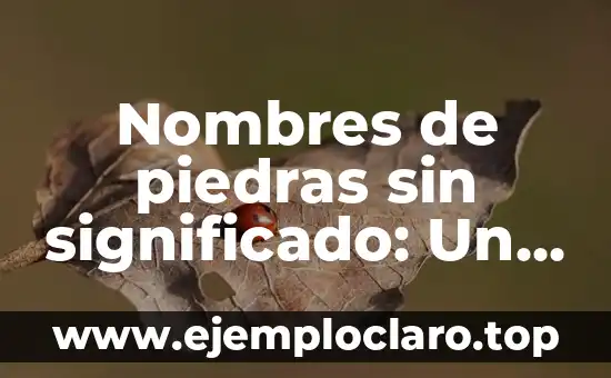 Nombres de piedras sin significado: Un viaje a lo desconocido