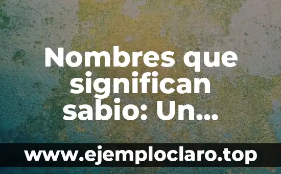 Nombres que significan sabio: Un recorrido por la sabiduría en la nomenclatura