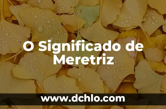 Gestión de la Residencia: Significado y Aplicación Integral 3 O Significado de Meretriz