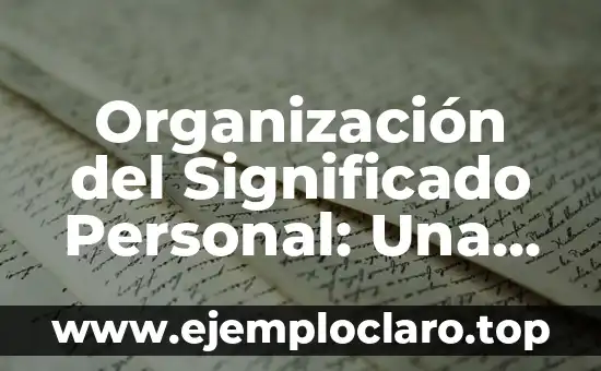 Organización del Significado Personal: Una Guía Completa
