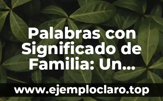 Palabras con Significado de Familia: Un Viaje por la Terminología Familiar