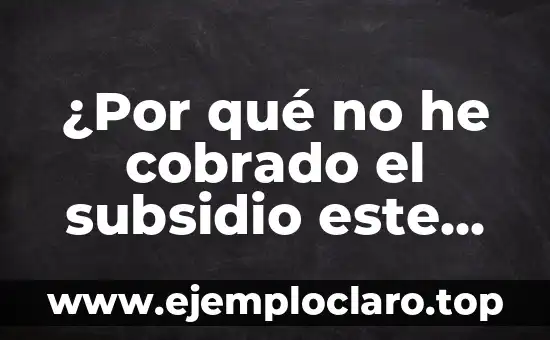 ¿Por qué no he cobrado el subsidio este mes? Análisis y soluciones