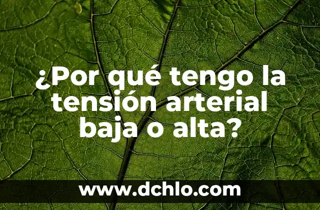 Introducción al Concepto de Alta Inflamabilidad Química 3 ¿Por qué tengo la tensión arterial baja o alta?