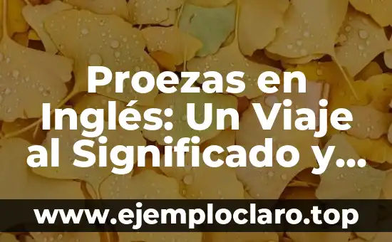Proezas en Inglés: Un Viaje al Significado y Usos