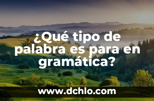 ¿Qué tipo de palabra es como? Análisis lingüístico y semántico 6 ¿Qué tipo de palabra es para en gramática?