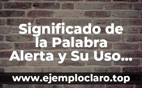 Significado de la Palabra Alerta y Su Uso en Español
