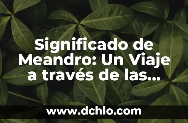 El Significado de Ricardo Rafael: Un Viaje a Través de la Historia 4 Significado de Meandro: Un Viaje a través de las Curvas de la Naturaleza