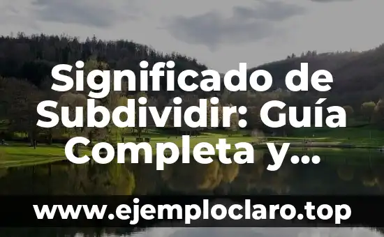 Significado de Subgénero: Una Guía Completa 8 Significado de Subdividir: Guía Completa y Detallada