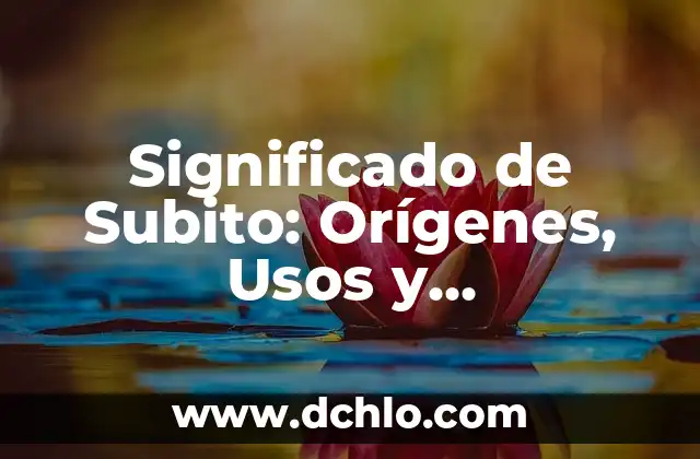 Significado de la Dilatación de Vasos Capilares: Explicación Detallada 6 Significado de Subito: Orígenes, Usos y Curiosidades