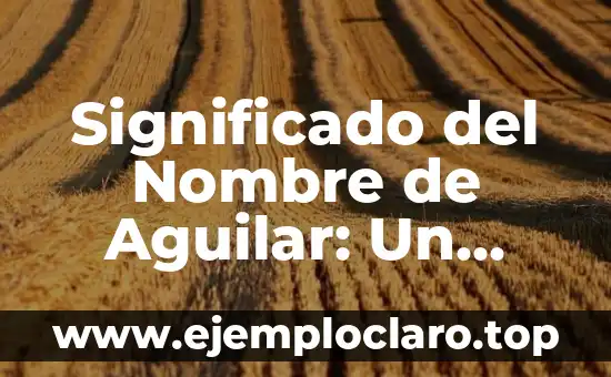 Significado del Nombre de Aguilar: Un Viaje a sus Raíces