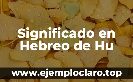 Palabras con Significado de Familia: Un Viaje por la Terminología Familiar 6 Significado en Hebreo de Hu