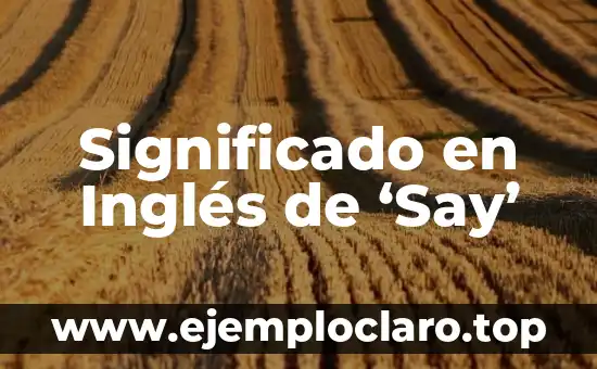 El Misterio de los Sueños: Descubre su Significado 5 Significado en Inglés de ‘Say’