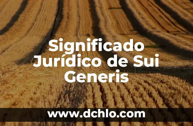 Significado Jurídico de Propter Rem 4 Significado Jurídico de Sui Generis