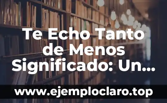 Te Echo Tanto de Menos Significado: Un Análisis Profundo