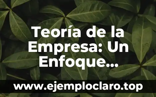 Autor y Significado de Empresa: La Esencia del Éxito Empresarial 5 Teoría de la Empresa: Un Enfoque Integral para el Éxito Empresarial