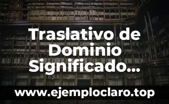Nombre de Dominio y su Significado en la Tecnología Actual 5 Traslativo de Dominio Significado Jurídico – Transferencia Legal de Dominio