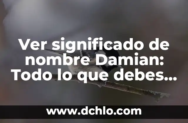 Significado del Nombre Damian 4 Ver significado de nombre Damian: Todo lo que debes saber
